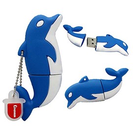2.0 Blue White Dolphin with White Eyes 32GB USB External Hard Drive Flash Thumb Drive Storage Device Cute Novelty Memory Stick U Disk Cartoon Animal