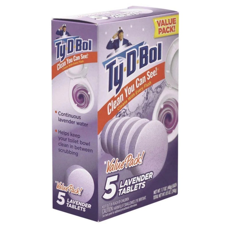 Ty-D-Bol Lavender Toilet Bowl Cleaner 5 Count Tablet Value Pack