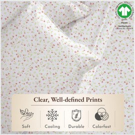 California Design Den Cal King Floral Sheet Set, 100% Organic Cotton Percale Sheets, Deep Pocket California King Sheets & Pillowcase Set - Floral