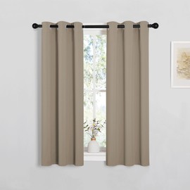 NICETOWN NICETOWN Window Curtain Panels, Thermal Insulated Solid Grommet Blackout Draperies/Drapes for Basement (Taupe, 1 Pair, 29 by 45-inch)