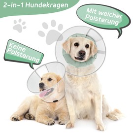Supet Dog Collar to Prevent Licking with Soft Pad, Clear Elizabeth Recovery Cervical Collar After Surgery, Alternative Head Frill for Large, Medium and Small Dogs (Green, XS)