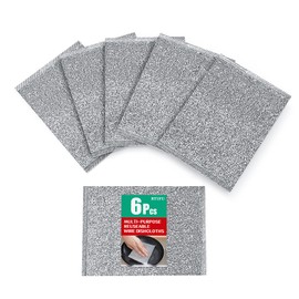BTIFU 6 Pcs New Upgrade Steel Wire Dishcloth,Multipurpose Reusable Non Scratch Wire Dishcloth,Metal Dish Cloth Wet and Dry,for Kitchen Cleaning,Sinks, Dishes,Stove Top