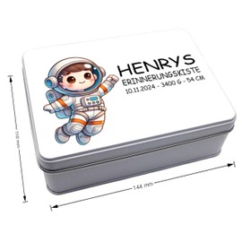 Newborn Memory Box Toothbox and Curl Box with Great Motifs Gift Set (Gift Box Astronaut)