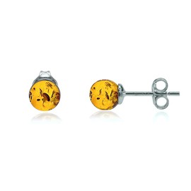 Ian and Valeri Co. Amber Sterling Silver Small Stud Ball Earrings 6mm
