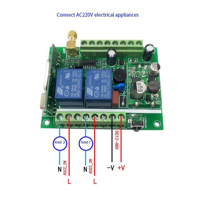 DC12V-36V 10A Motor Remote Control Switch, Push Button, Forwards Reverse