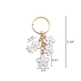 PHAETON 20PCS Flower Charms Daisy Enameled Keychain Chain Tassel Keyring For Women Gifts Purse Bag Accessories
