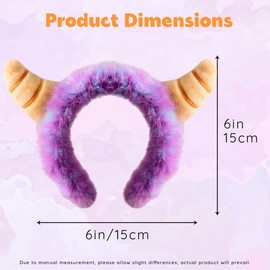 JazSwirl Monster Ears Headband, Soft Fluffy Purple Monster Ears Hairband, Furry Plush Halloween Hair Headband, Fun Party Headbands for Women and Men