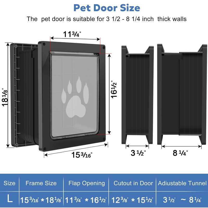 CEESC Large Dog Door for Wall, Weatherproof Pet Door for