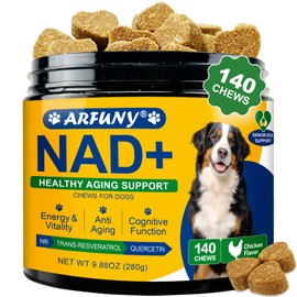 NAD Supplement for Dogs - NAD Soft Chews for Senior Dogs - Energy & Vitality, Anti-Aging, Cognitive Function - NR, Trans-Resveratrol, Quercetin, Glucosamine HCI - 140 Chews, Chicken Flavor