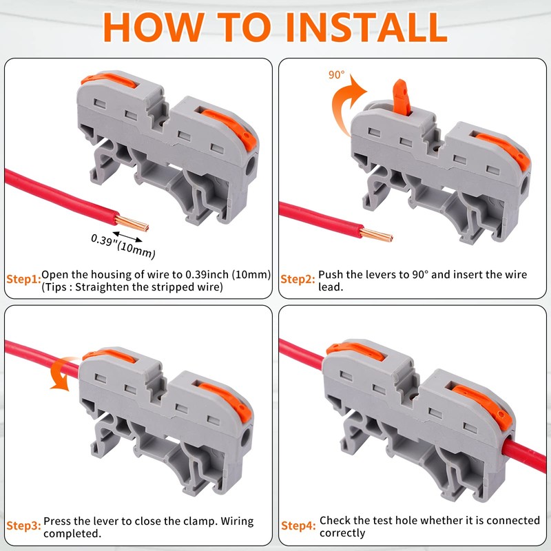 50PCS DIN Rail Connectors Block Terminal Kit,Universal Class Terminal Blocks