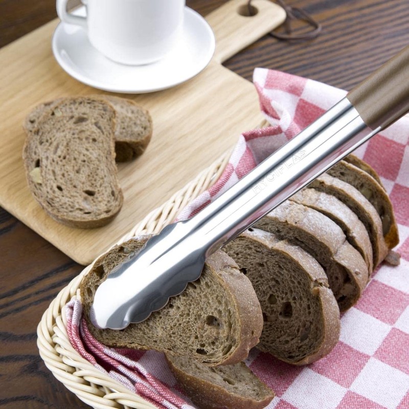 Hygiplas Colour Coded Serving Tong Brown 405mm - Stainless Steel