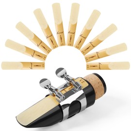 Sovvid 10 Pack Bb Clarinet Reeds, Natural Cane Reeds with Storage Case, Thin Tip Unfiled Cut Design, Easy Play Traditional Reeds for Beginners & Professional Musicians, Strength 2.5