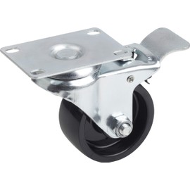 Metafranc Swivel Castor Diameter 75 mm – Lock – 91 x 62 mm Plate – Polyamide Wheel – Hard Running Surface – Plain Bearing – 100 kg Load Capacity / Transport Castor / Furniture Castor / Heavy Duty