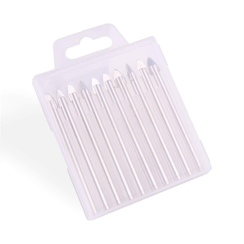 Amonk 10Pcs Glass Drill Bits for Glass Ceramic Marble Tile