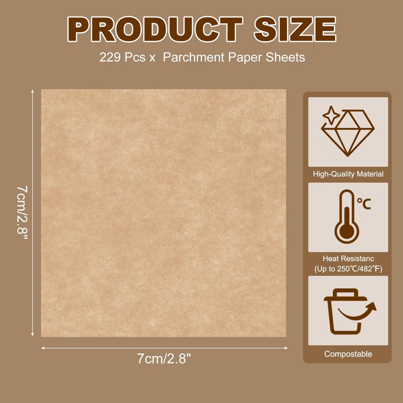sourcing map 229 Pcs Unbleached Parchment Paper Baking Sheets Squares,