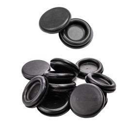UKCable-Ties 10Pack Black PVC Rubber Closed Blind Blanking Hole Wire Cable Grommets (9mm)