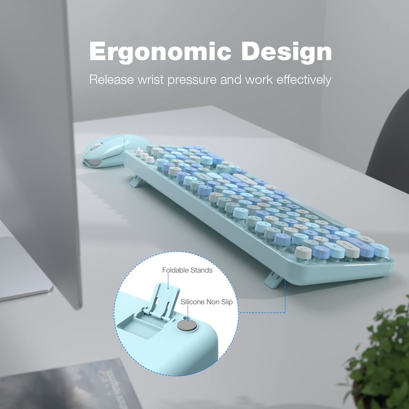 MOFII Wireless Keyboard and Mouse Combo, Retro Wireless Keyboard with