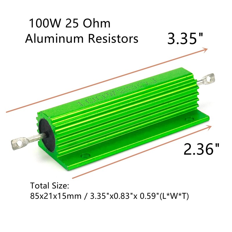 Dahszhi Wirewound Resistor 100W 25 Ohm Aluminum Housed Resistors -2pcs