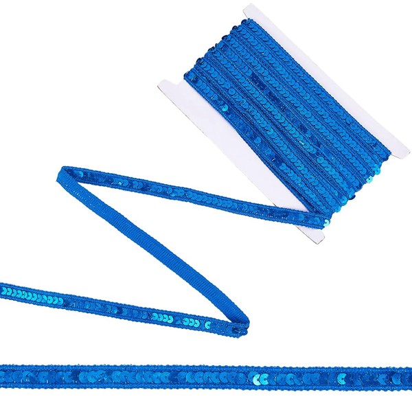 CABODYALS 10.93 Yards 1/2 Inch Blue Sequin Lace Trim Glitter