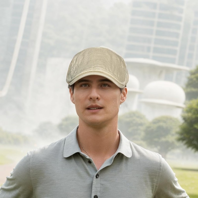 BUDUBIBI Cotton Beret Flat Cap Men's Summer Peaked Cap Newsboy