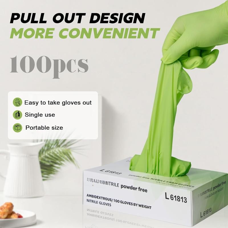 Disposable Latex-Free Gloves Green - 3.5mil 100 count Gloves Cleaning