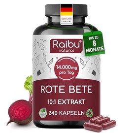 RAIBU Beetroot Capsules - High Dose Natural Nitrates, 240 Vegan Capsules