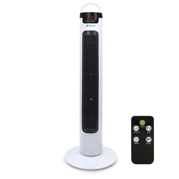 TECH UP 32" White Oscillating Tower Fan Remote 3 Speed