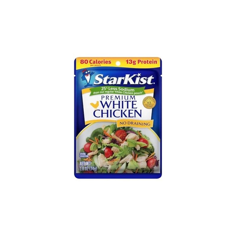 Starkist Less Sodium Premium White Chicken - 2.6 Oz Pouch