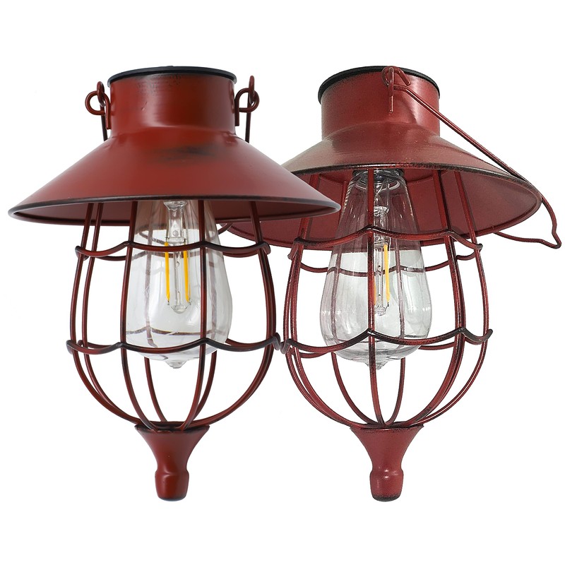 YAKii 2 Pack Solar Lantern Hanging Waterproof Outdoor Metal Solar