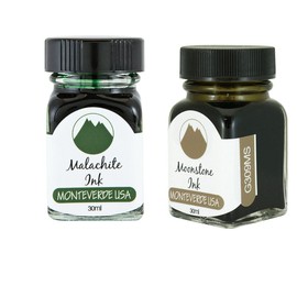 Monteverde 60ml Gemstone Fountain Pen Ink Bottle (30ml Moonstone Ink Bottle G309MS, 30ml Malachite Ink Bottle G309MA)