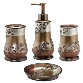 Zahari Home 4pc Miramar Bathroom Accessories Sets Lotion Pump, Tumbler, Tooth Brush Holder and Soap Dish Unique Design Multi Color Bathroom Set