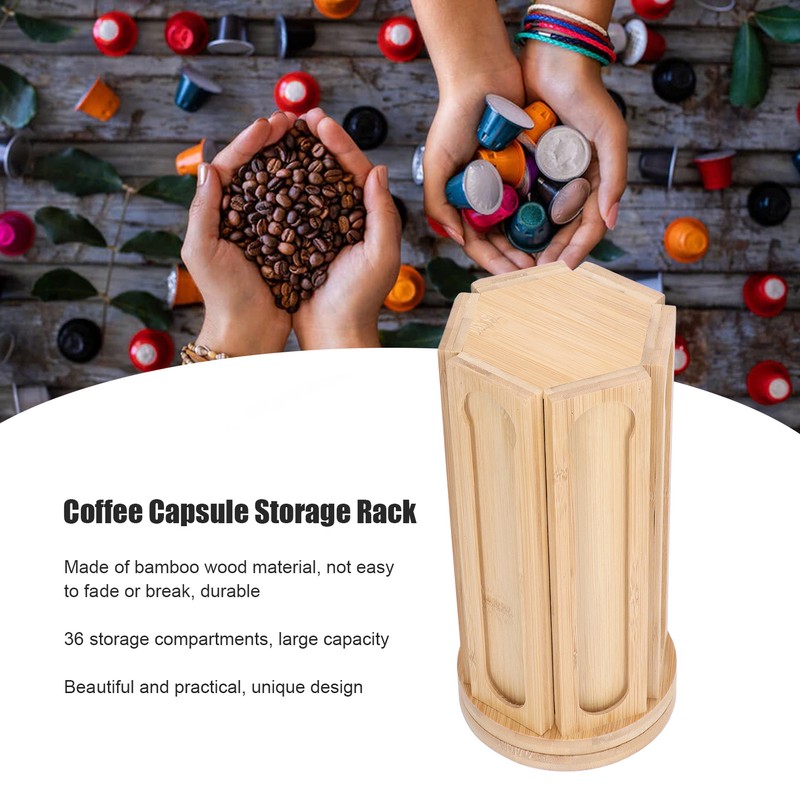 Rotatable Coffee Capsule Storage Rack 36 Grids Large Capacity Coffee