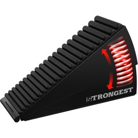 Strongest Home XL Adjustable Door Stopper with Spring – Heavy Duty Wedge for Oversized & Thick Doors, Anti-Slip Rubber Grip – Black