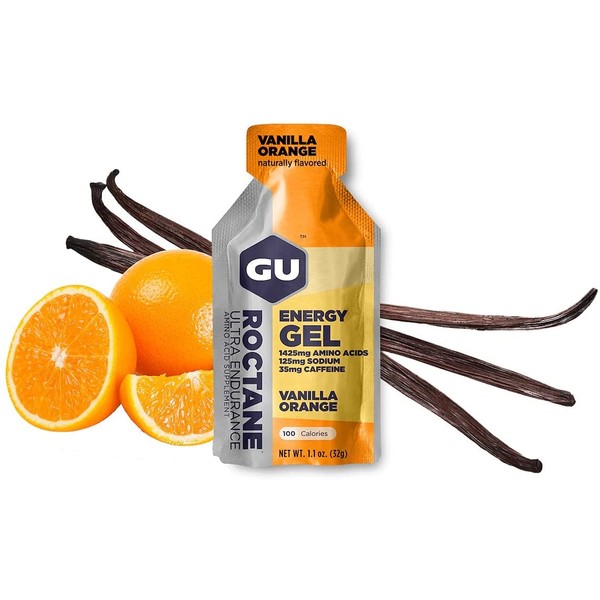 GU Energy Roctane Ultra Endurance Energy Gel, Quick On-The-Go Sports Nutrition for Running and Cycling, Vanilla Orange (24 Packets)