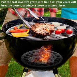 SUMNACON Cast Iron Fire Grate Fireplace Grate, Round 19cm BBQ High Heat Charcoal Plate Grill Grate Furnace Grid Replacement Fire Grate Cooking Charcoal Grid