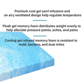 Foamma 1" x 18" x 18" Cooling Gel-Infused Memory Foam Cushion, Seat Replacement, Padding, Chair Cushion Square Foam, Dining Chairs, Wheelchair Cushion Replacement