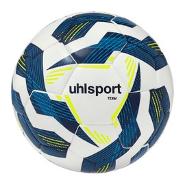 uhlsport Football Team Footballs - Durable Training Balls for Team Training - Football for Children and Adults Size 3, Size 4 and Size 5, White/Navy/Fluo Yellow