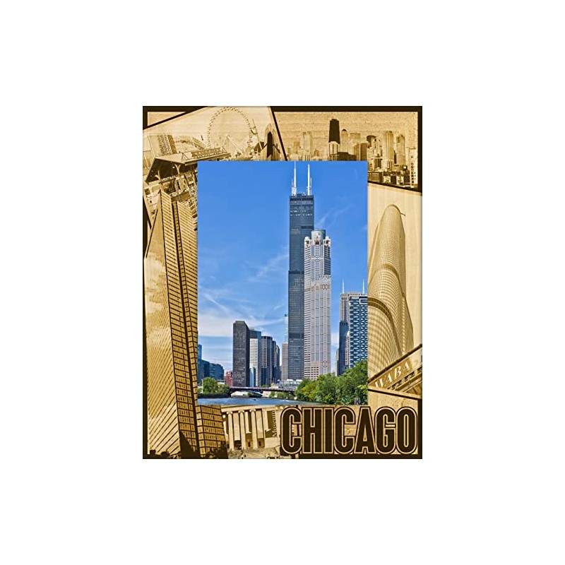 Saddle Mountain Souvenir Chicago Landmarks Laser Engraved Wood Picture Frame