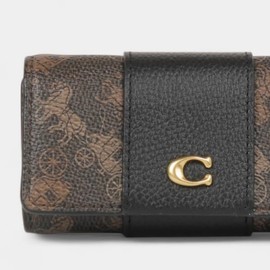 Coach CI210 B4AWV Women's Accessory Key Case (Brass x Black Brown) Brown [Outlet]