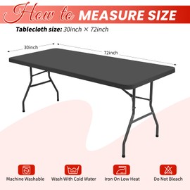 6 Pack Stretch Fabric Table Top Cap Cover, Gray Table Covers fits 6' Tables, Washable Elastic Universal Rectangle Tablecloth Protector for Indoor Outdoor Party Picnic Wedding (30" W x 72" L)