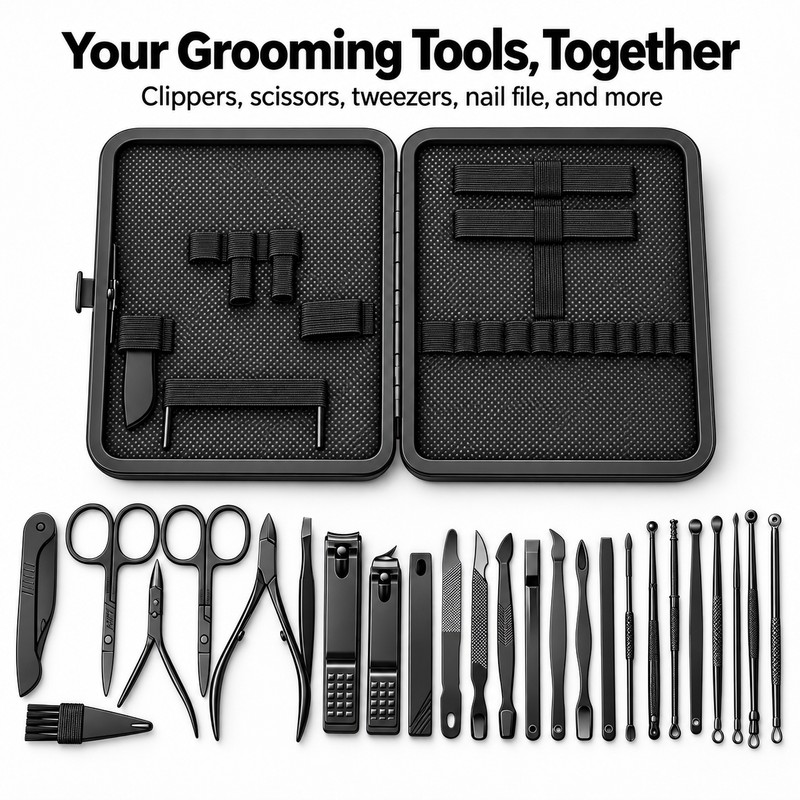 24-Piece Manicure & Pedicure Set – Stainless Steel Grooming Tools