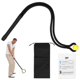 Gosknor Golf Rope Swing Trainer, Professional Portable Golf Rope Swing Training Accessory with Storage Bag Warm-up Equipment for Golfers Strength Control & Speed Improvement (Black)