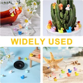100Pcs Resin Duck Miniature Figures Micro Fairy Garden Landscape Aquarium Dollhouse Ornament Potted Plants Decoration DIY Slime Charms (7 Color)