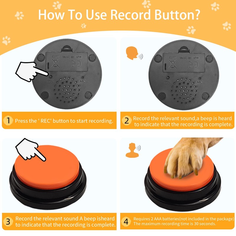 MMGGAISH 6-Piece Dog Talking Button Set, Dog Button for Communication,