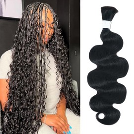 Body Wave Bulk Human Hair For Braiding No Weft Boho Braids Human Hair Brading Hair Extensions 100g One Bundle Wet and Wavy Human Braiding Hair For Boho Braids Natural Black(22inch, Natural Black)