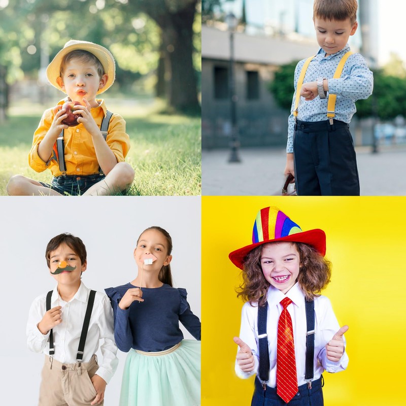 FACATH Boys' Braces Bow Tie Set, black