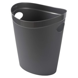 Addis 518077 Plastic Waste Paper Bathroom Bedroom Office Trash Bin, Metallic Silver, 12 ltr