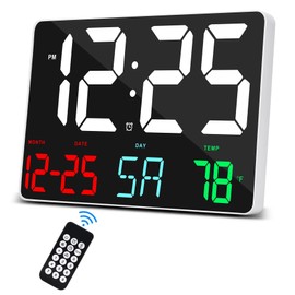 SZELAM Digital Clock Large Display, 11.5 Inch Digital Calendar Alarm Clock with Radio Remote Control, LED Oversized Wall Clock with Date Temp. 12/24H, Snooze Alarm Clock for Home, Bedroom, Office, Gym
