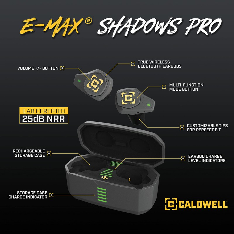 Caldwell E-MAX Shadows Pro - Electronic Hearing Protection with Ambient