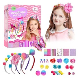 Kit de Fabricación de Diademas para Niñas : MECOL 10PCS Manualidades para Niñas, Haz Tus Propias Diademas de Moda,Set de Accesorios para el Pelo DIY,Juguetes Regalo Cumpleaños para Niñas de 4 a 10 Años